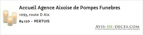 Avis de décès - Mormoiron - Accueil Agence Aixoise de Pompes Funebres