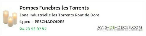 Avis de décès - Saint-Sandoux - Pompes Funebres les Torrents