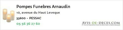 Avis de décès - Latresne - Pompes Funebres Arnaudin