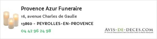 Avis de décès - Vauvenargues - Provence Azur Funeraire