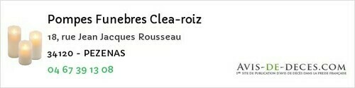 Avis de décès - Clapiers - Pompes Funebres Clea-roiz