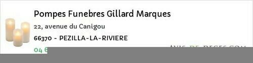 Avis de décès - Porta - Pompes Funebres Gillard Marques