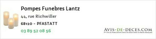 Avis de décès - Illfurth - Pompes Funebres Lantz