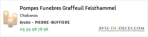 Avis de décès - Le Palais-Sur-Vienne - Pompes Funebres Graffeuil Feisthammel