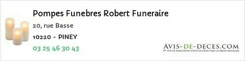 Avis de décès - Troyes - Pompes Funebres Robert Funeraire