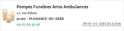 Avis de décès - Larressingle - Pompes Funebres Arros Ambulances