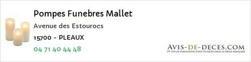 Avis de décès - Freix-Anglards - Pompes Funebres Mallet