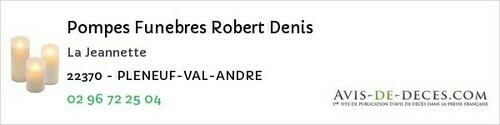 Avis de décès - Plougras - Pompes Funebres Robert Denis