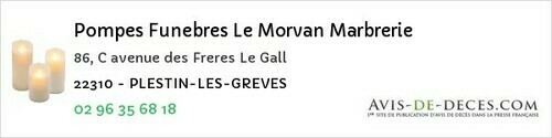 Avis de décès - Saint-Gilles-Pligeaux - Pompes Funebres Le Morvan Marbrerie