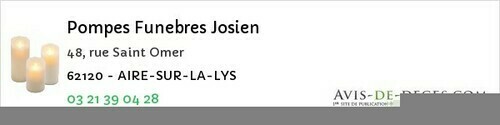 Avis de décès - Thérouanne - Pompes Funebres Josien