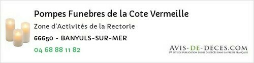 Avis de décès - Le Soler - Pompes Funebres de la Cote Vermeille