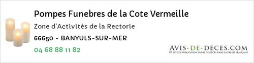 Avis de décès - Banyuls-sur-Mer - Pompes Funebres de la Cote Vermeille