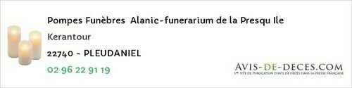 Avis de décès - La Motte - Pompes Funèbres Alanic-funerarium de la Presqu Ile