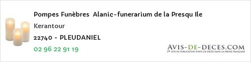 Avis de décès - Perros-Guirec - Pompes Funèbres Alanic-funerarium de la Presqu Ile