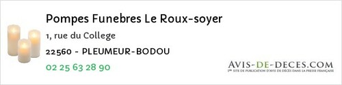 Avis de décès - Saint-Connec - Pompes Funebres Le Roux-soyer