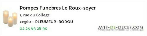 Avis de décès - Loguivy-Plougras - Pompes Funebres Le Roux-soyer