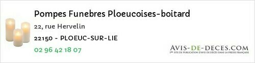 Avis de décès - Plélauff - Pompes Funebres Ploeucoises-boitard