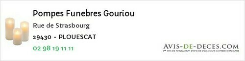 Avis de décès - Garlan - Pompes Funebres Gouriou