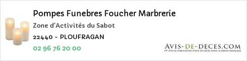 Avis de décès - Saint-Connan - Pompes Funebres Foucher Marbrerie
