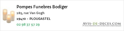 Avis de décès - Loc-Eguiner - Pompes Funebres Bodiger