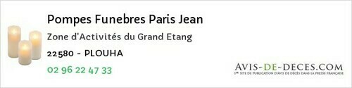 Avis de décès - Saint-Brieuc - Pompes Funebres Paris Jean