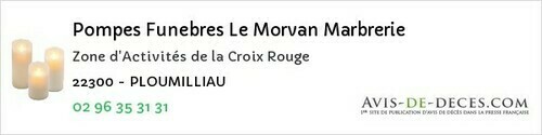 Avis de décès - Kergrist-Moëlou - Pompes Funebres Le Morvan Marbrerie