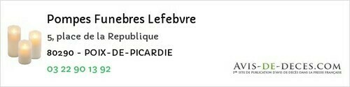 Avis de décès - Hornoy-le-Bourg - Pompes Funebres Lefebvre
