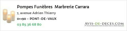 Avis de décès - Échenevex - Pompes Funèbres Marbrerie Carrara