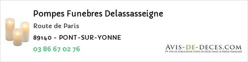 Avis de décès - Fleurigny - Pompes Funebres Delassasseigne