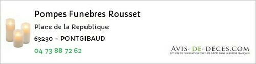 Avis de décès - Compains - Pompes Funebres Rousset