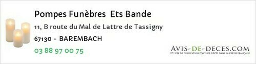 Avis de décès - Kuttolsheim - Pompes Funèbres Ets Bande