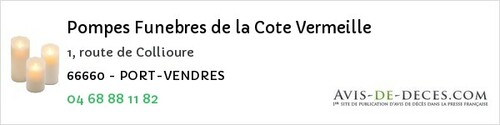 Avis de décès - Port-Vendres - Pompes Funebres de la Cote Vermeille