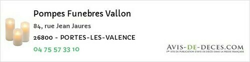 Avis de décès - Eymeux - Pompes Funebres Vallon