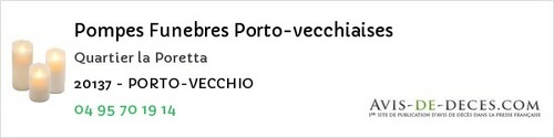 Avis de décès - Cuttoli-Corticchiato - Pompes Funebres Porto-vecchiaises