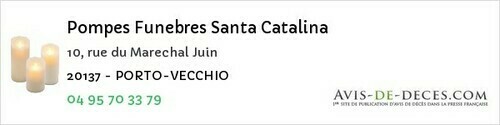 Avis de décès - Levie - Pompes Funebres Santa Catalina