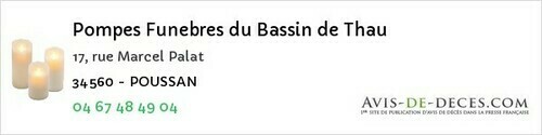 Avis de décès - Saussan - Pompes Funebres du Bassin de Thau