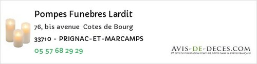Avis de décès - Saint-Morillon - Pompes Funebres Lardit
