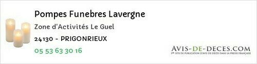 Avis de décès - Bourdeilles - Pompes Funebres Lavergne