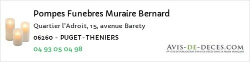 Avis de décès - Beaulieu-sur-Mer - Pompes Funebres Muraire Bernard
