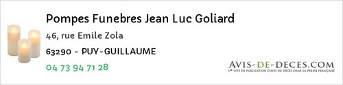Avis de décès - Lapeyrouse - Pompes Funebres Jean Luc Goliard