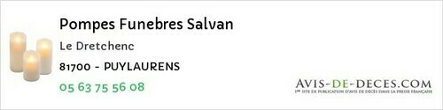 Avis de décès - Réalmont - Pompes Funebres Salvan