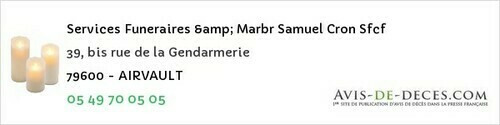 Avis de décès - Le Busseau - Services Funeraires & Marbr Samuel Cron Sfcf