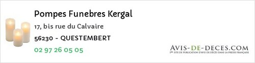 Avis de décès - Saint-Caradec-Trégomel - Pompes Funebres Kergal