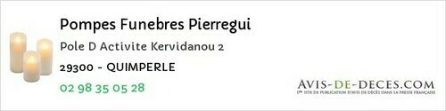 Avis de décès - Peumérit - Pompes Funebres Pierregui