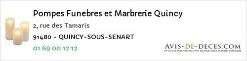 Avis de décès - Quincy-sous-Sénart - Pompes Funebres et Marbrerie Quincy