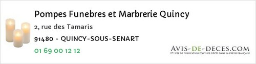 Avis de décès - Auvers-Saint-Georges - Pompes Funebres et Marbrerie Quincy