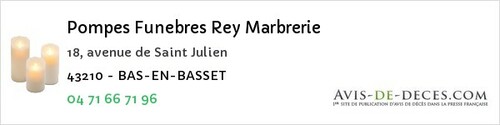 Avis de décès - Saint-Julien-Du-Pinet - Pompes Funebres Rey Marbrerie