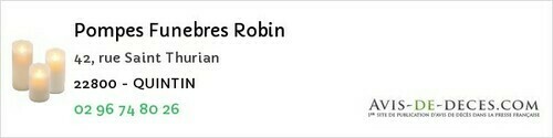 Avis de décès - Camlez - Pompes Funebres Robin