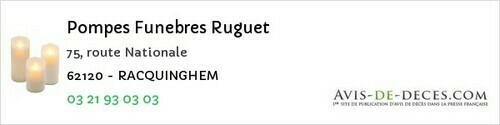 Avis de décès - Le Portel - Pompes Funebres Ruguet