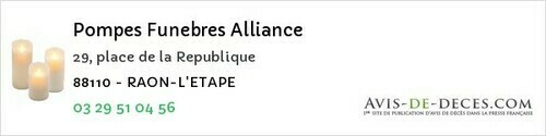 Avis de décès - Darnieulles - Pompes Funebres Alliance